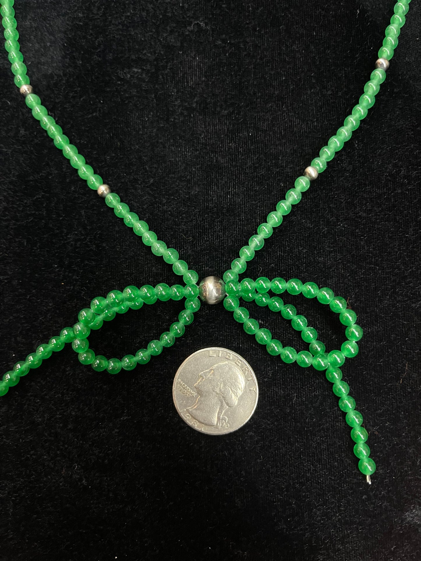 18" Green Jade Bow Necklace