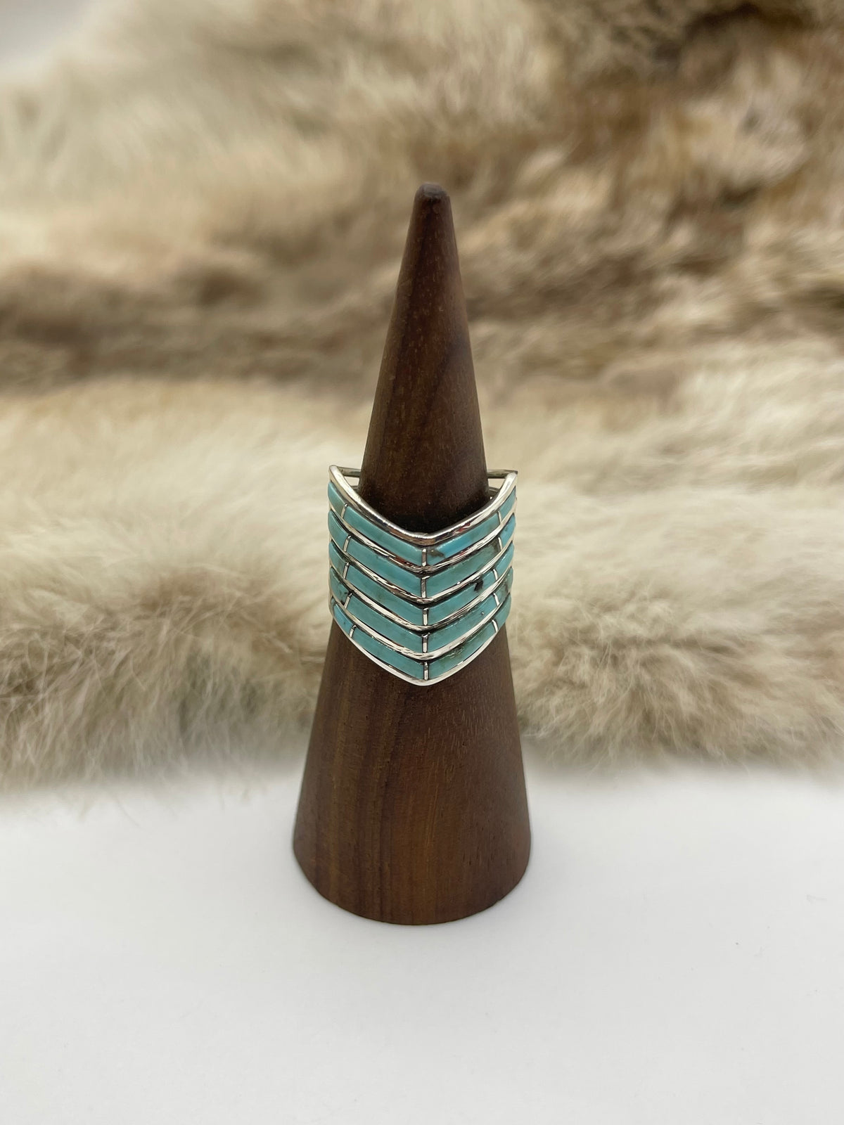 5 Row Chevron Ring by Andrew Enrico, Navajo