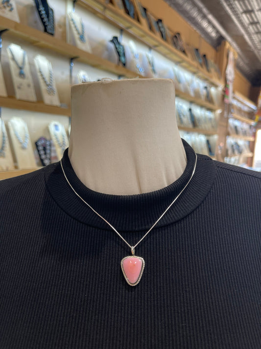 18" Pink Conch Shell by David Lopez, Navajo