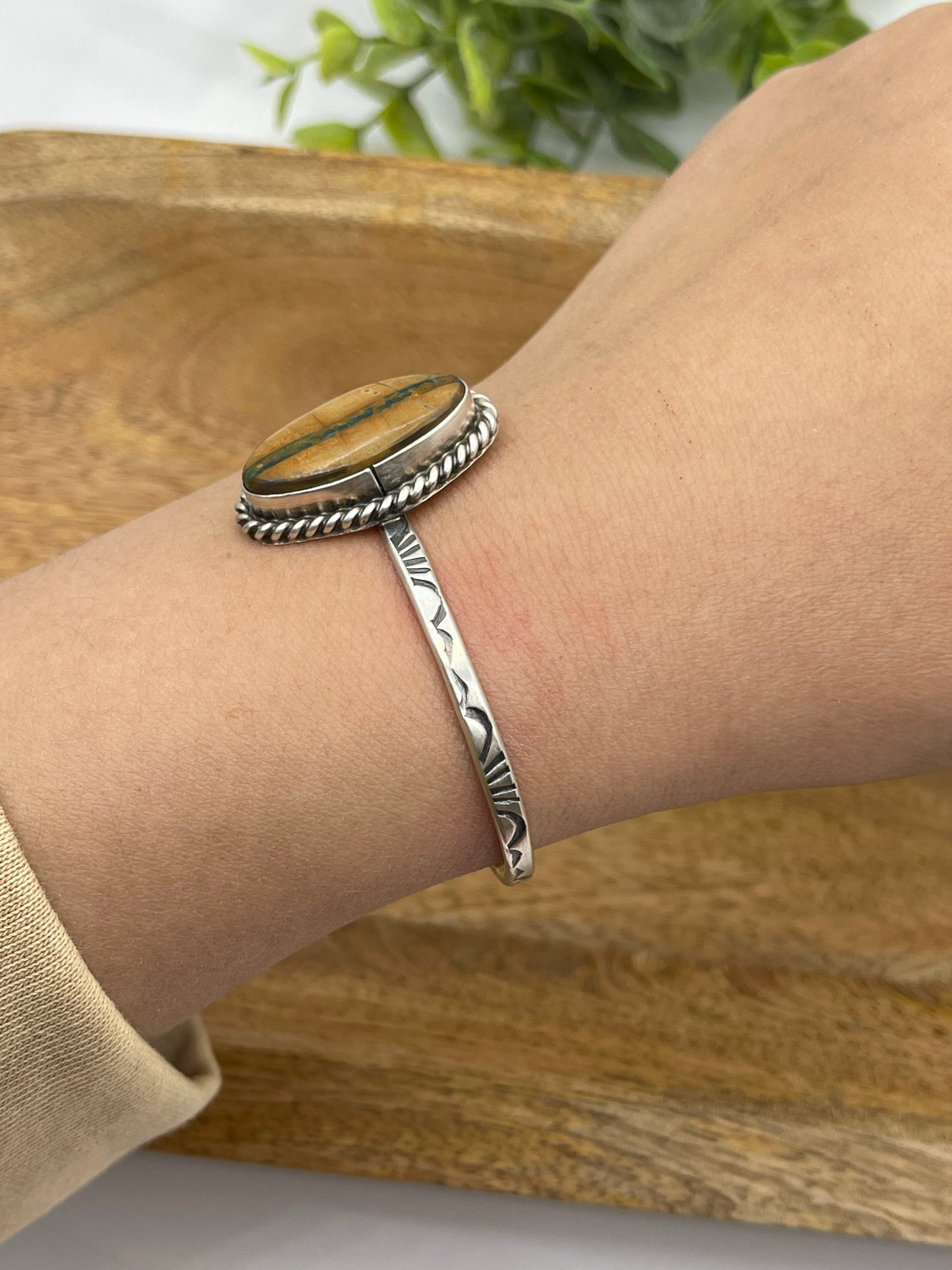 5.5" - 7" Royston Ribbon Turquoise Cuff by Donovan Skeet, Navajo