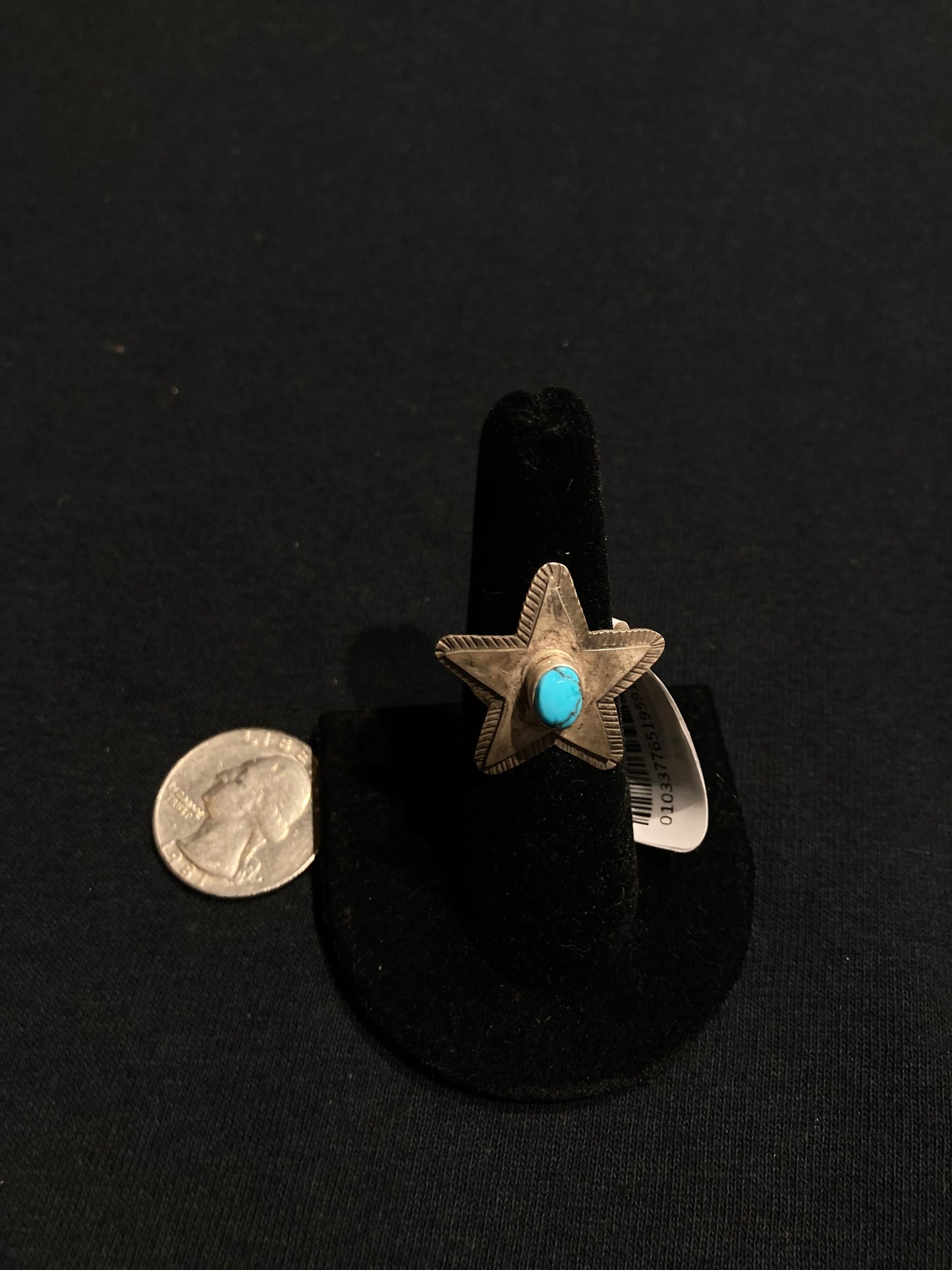 8.5 Turquoise Star Ring by Donovan Skeets, Navajo