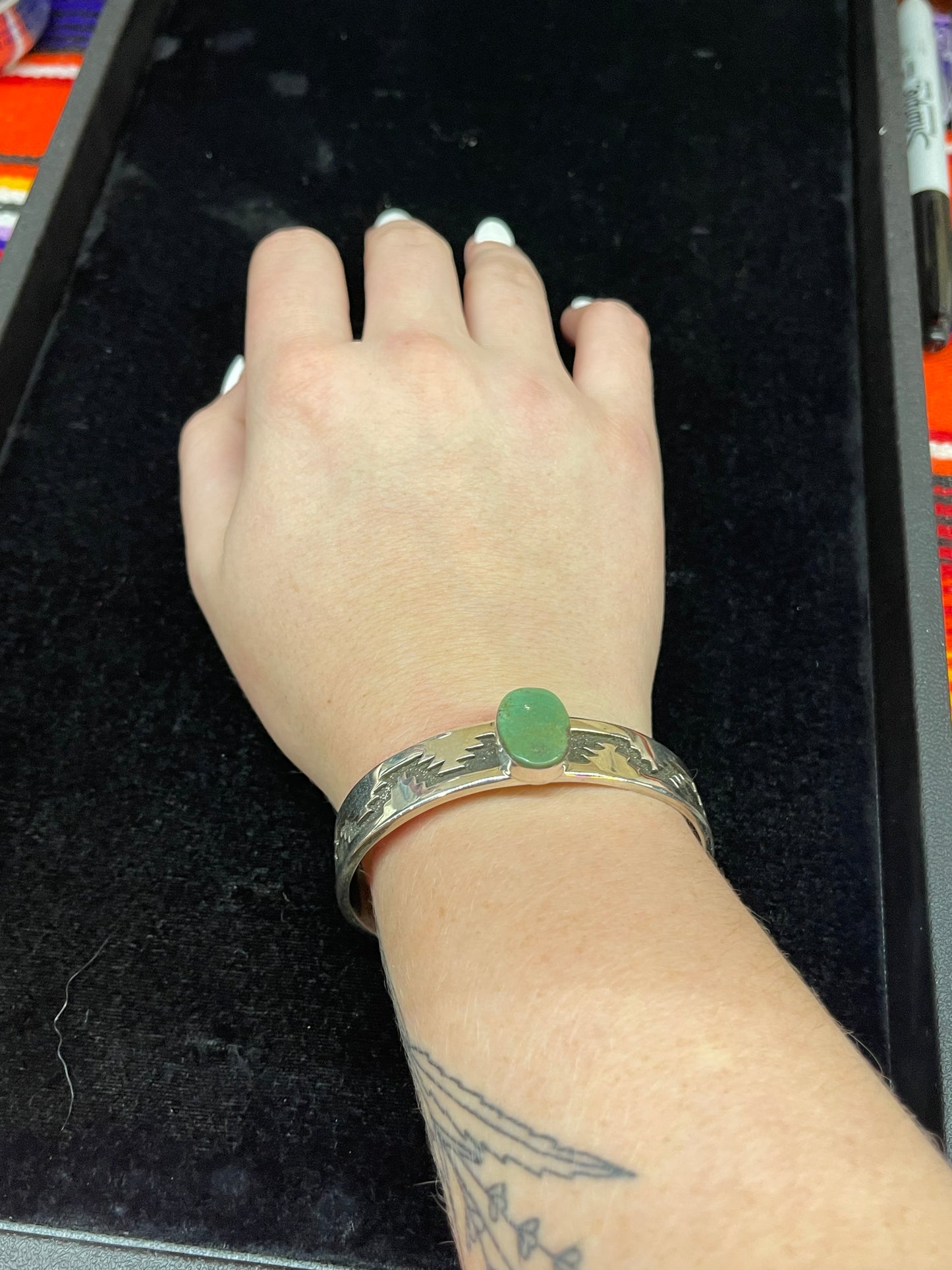 Green Turquoise Cuff Bracelet