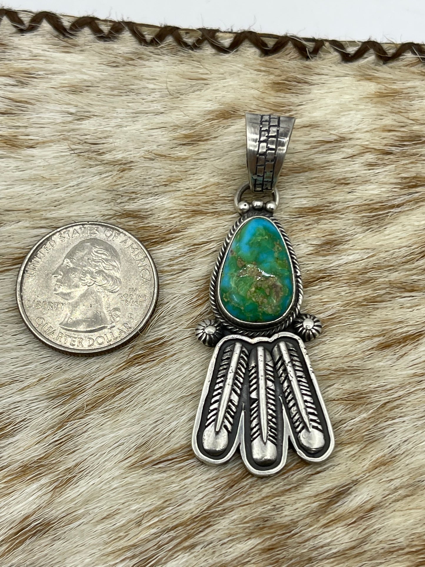 Sonoran Gold Turquoise Fam Pendant with a 10mm Bale