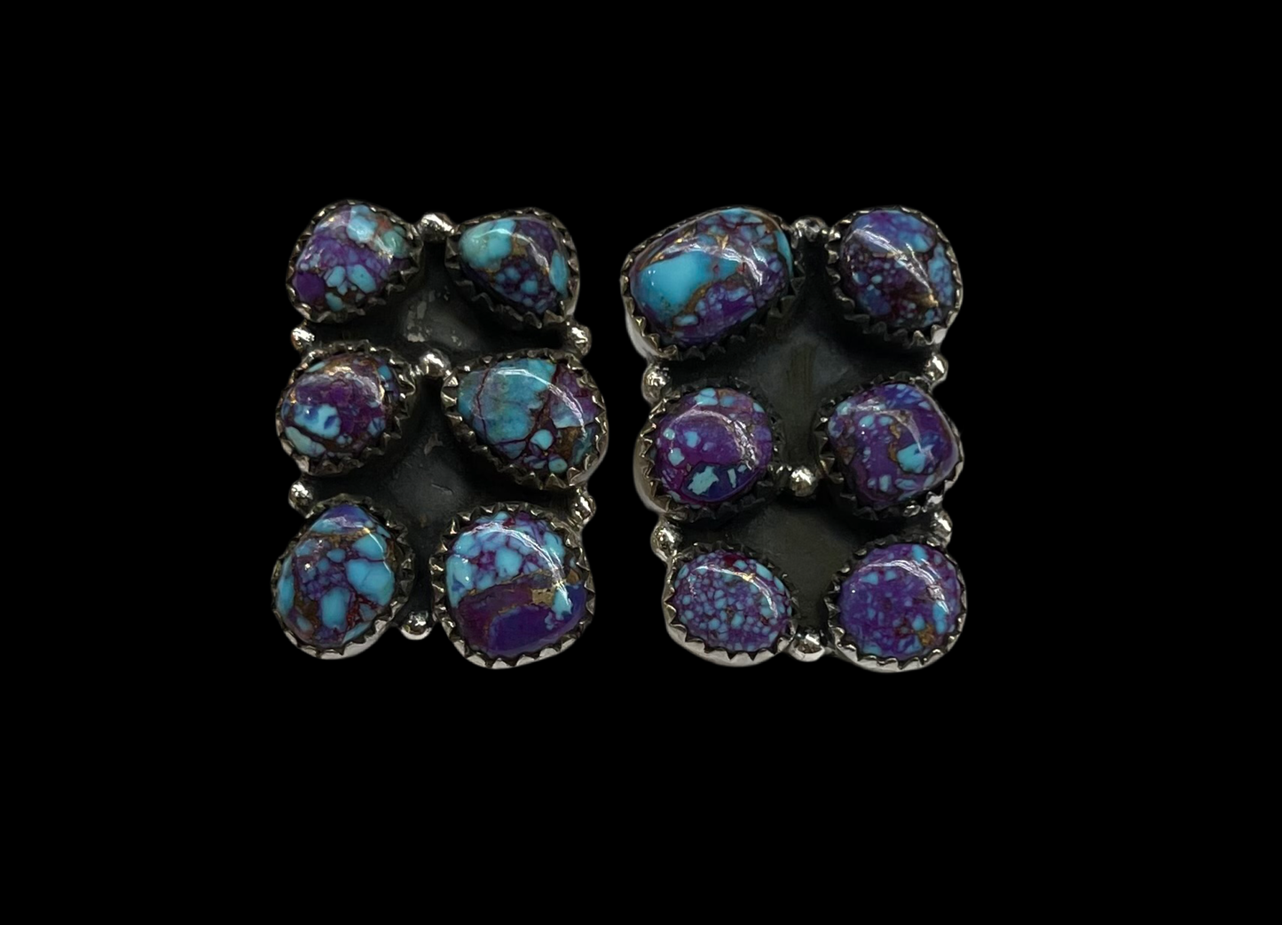 Purple Mojave 6 Stone Post Earrings, Hada Collection