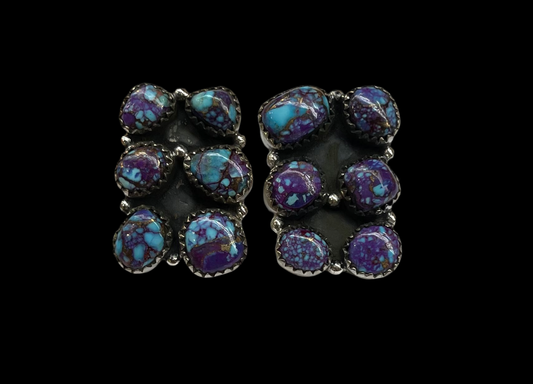 Purple Mojave 6 Stone Post Earrings, Hada Collection