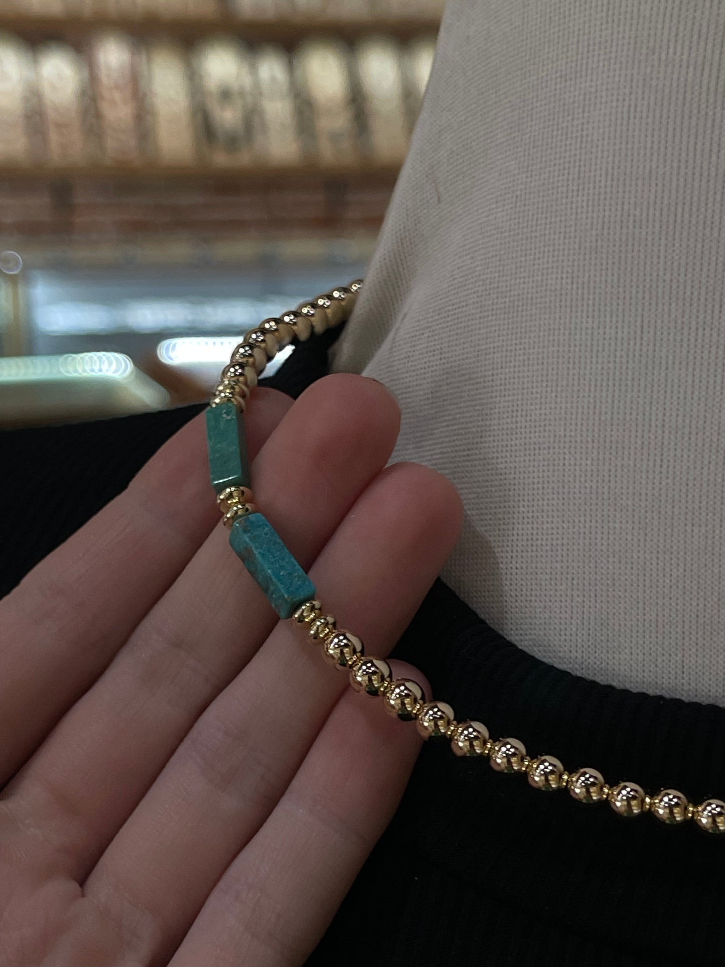 16"+2" 5mm 14k Gold Filled with Turquoise Necklace