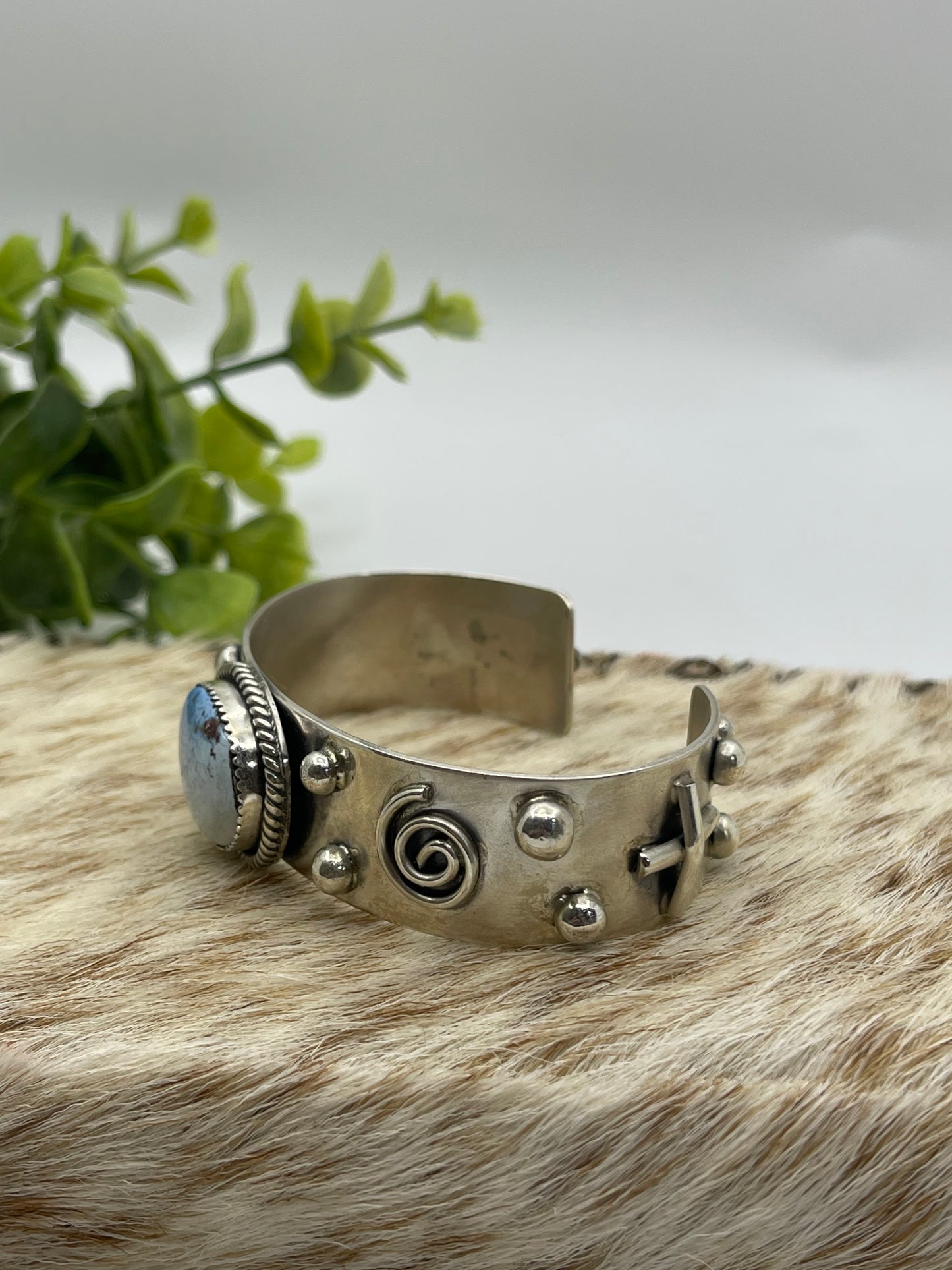 6.25" - 7.5" Golden Hills Turquoise Cuff by Delbert Secatero, Navajo