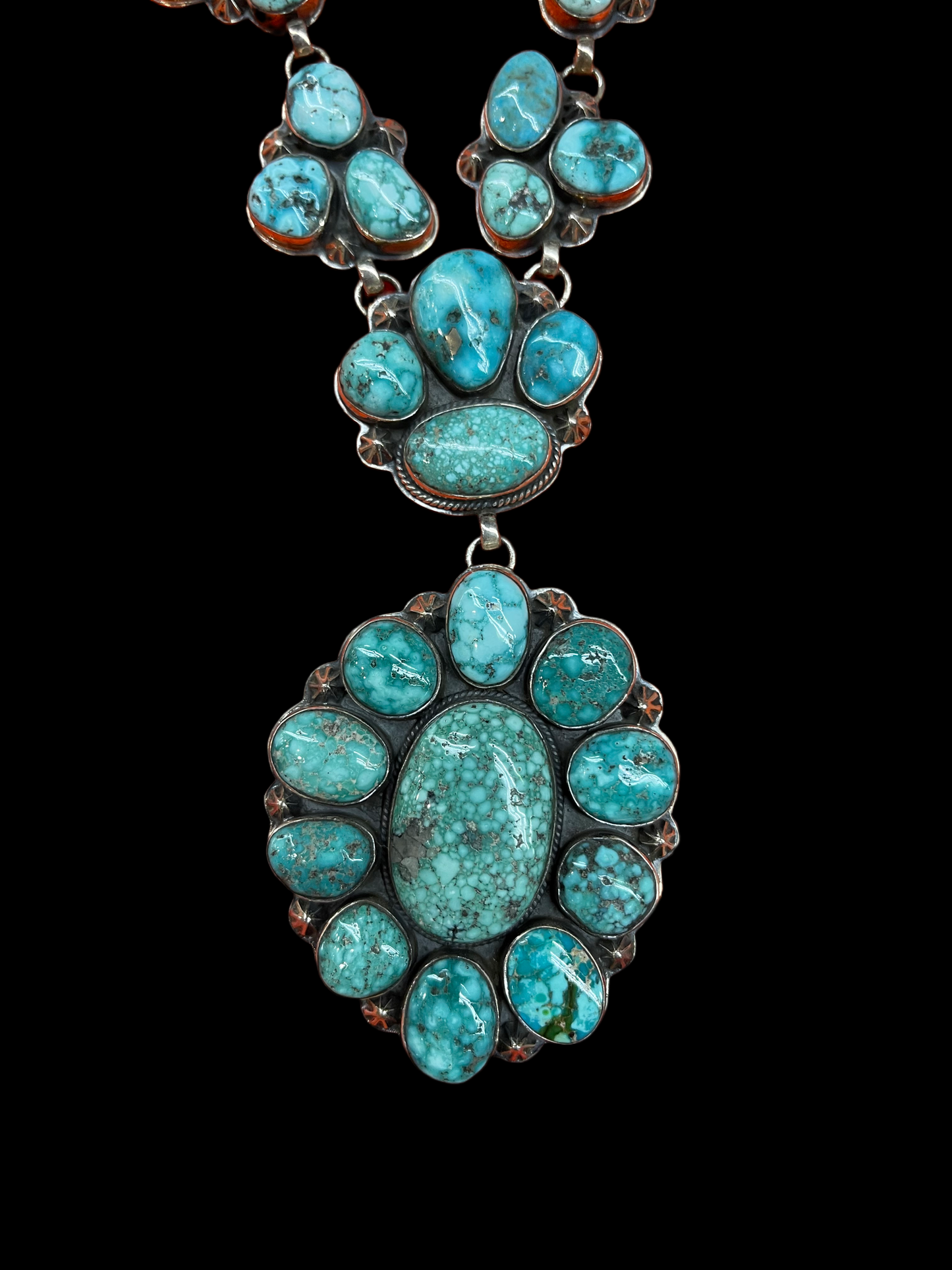 Kingman Web Turquoise Lariat by Ken Nez, Navajo