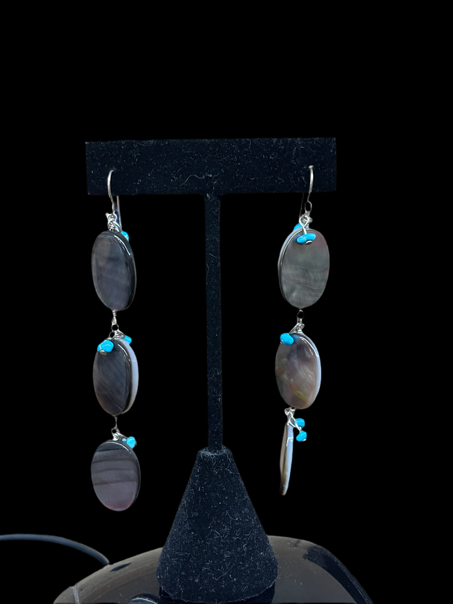 Abalone Shell and Mother of Pearl Dangle Earrings