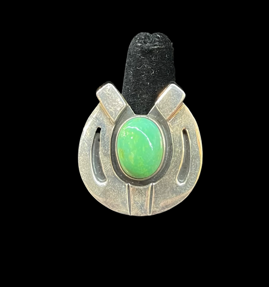 Adjustable Pixie Turquoise Horshoe Ring by Running Bear, Navajo