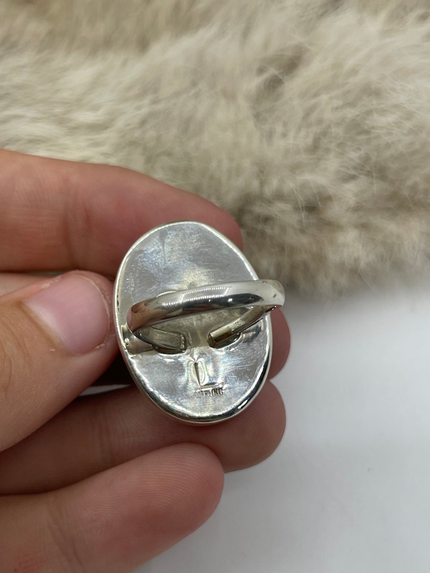 6.5 Dendrite Opal Ring by Lawrence Willie, Navajo