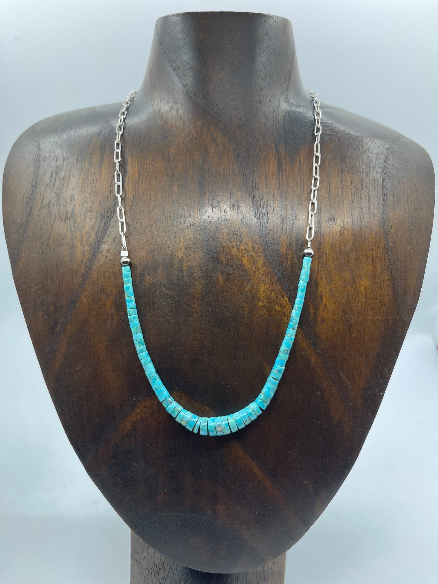 18" Graduated Turquoise Heishi Bead Necklace