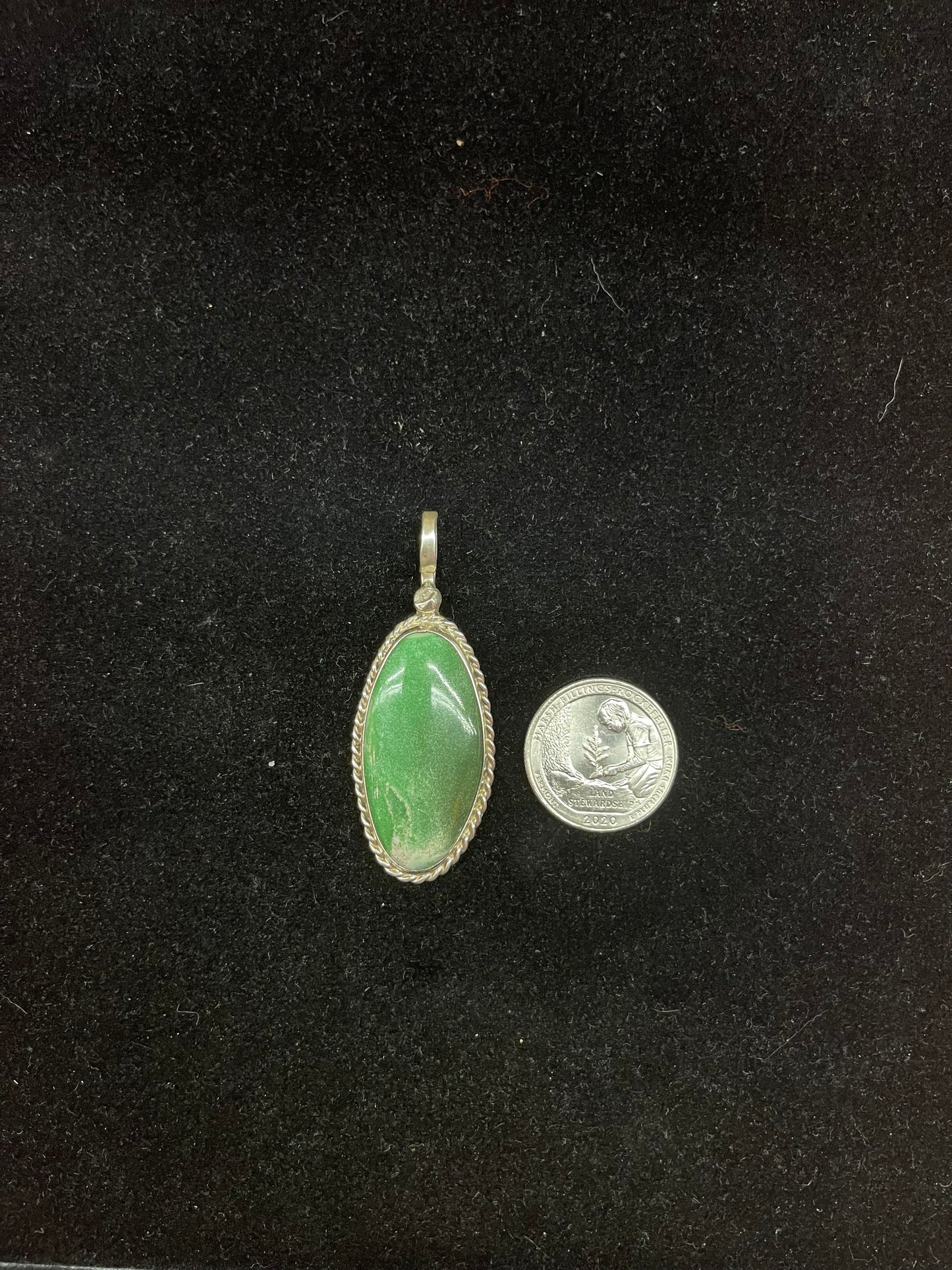 Green Turquoise Shepherds Hook Pendent
