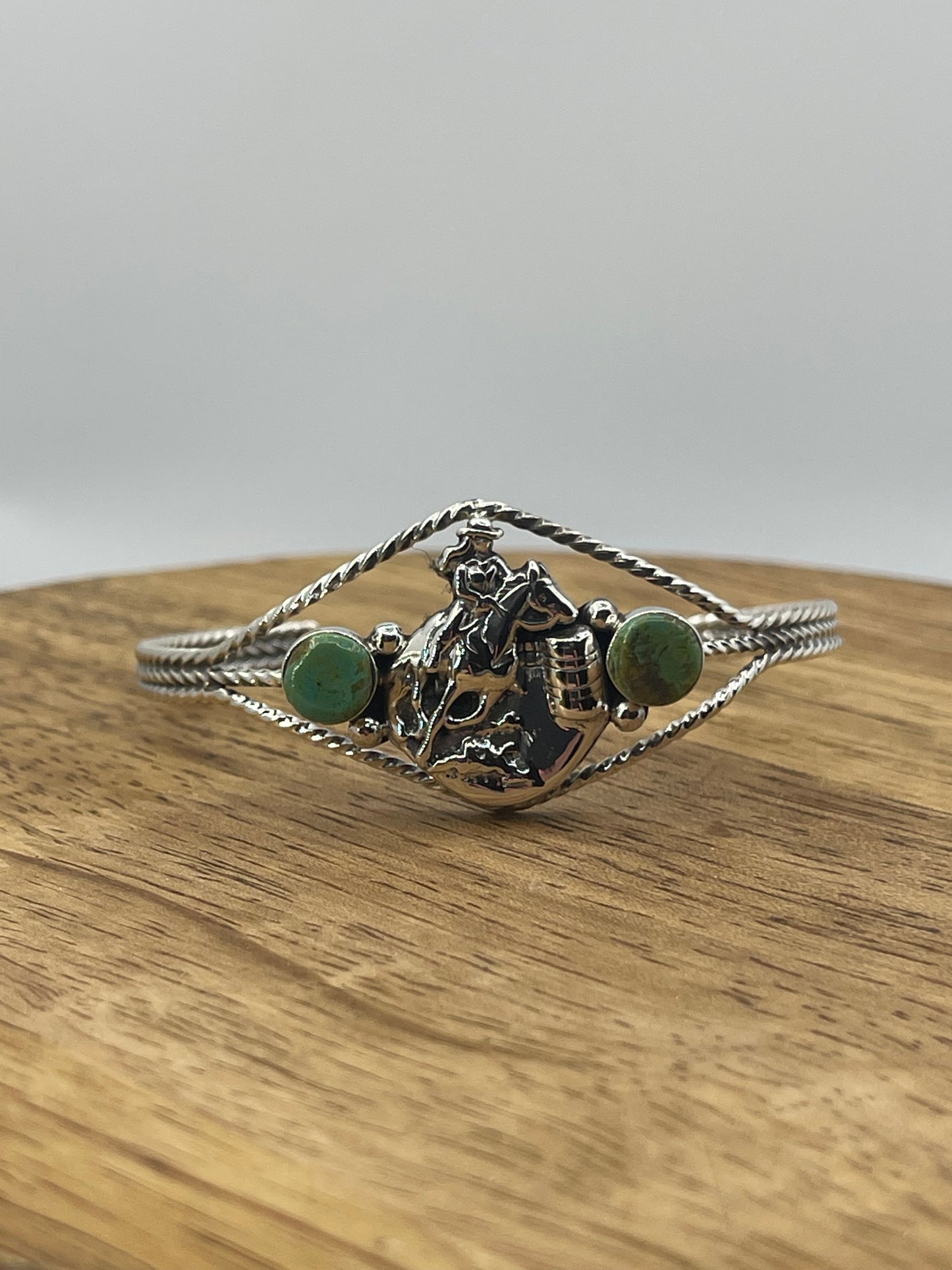 Green Barrel Racer Cuff by Marie Bahe, Navajo