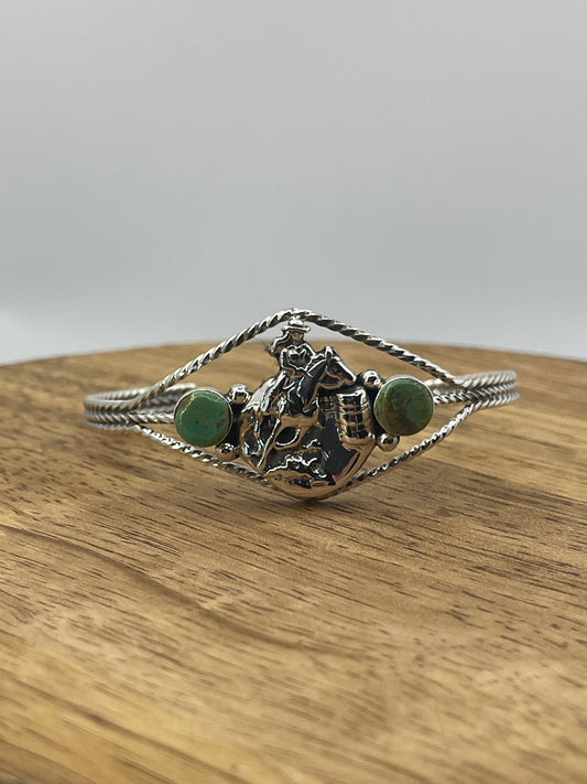 Green Barrel Racer Cuff by Marie Bahe, Navajo