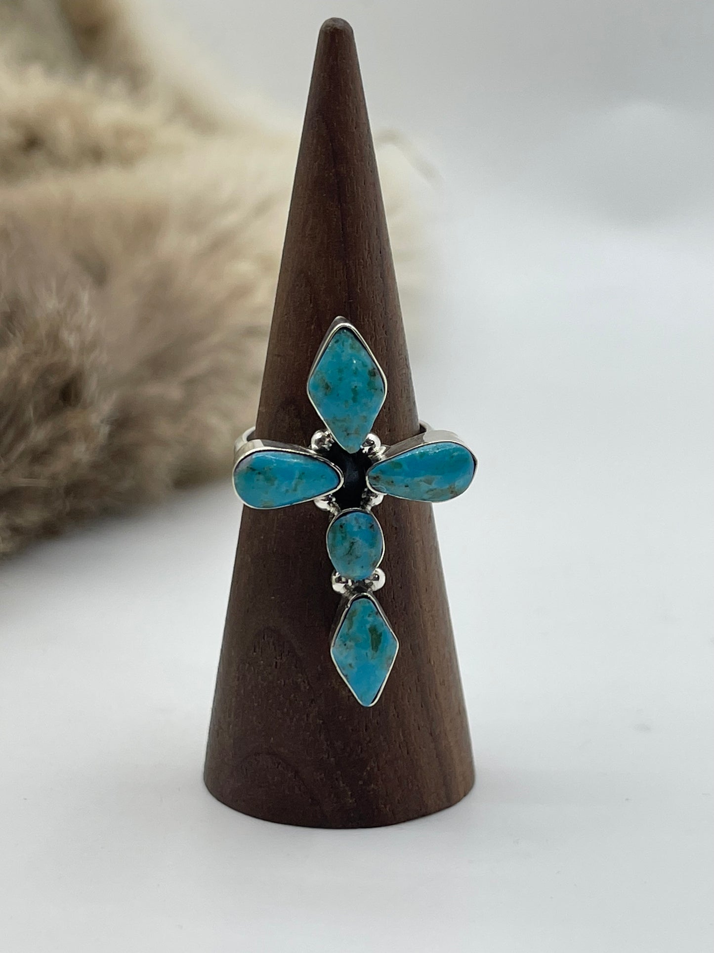 8.0 Cross Turquoise Ring by Harold