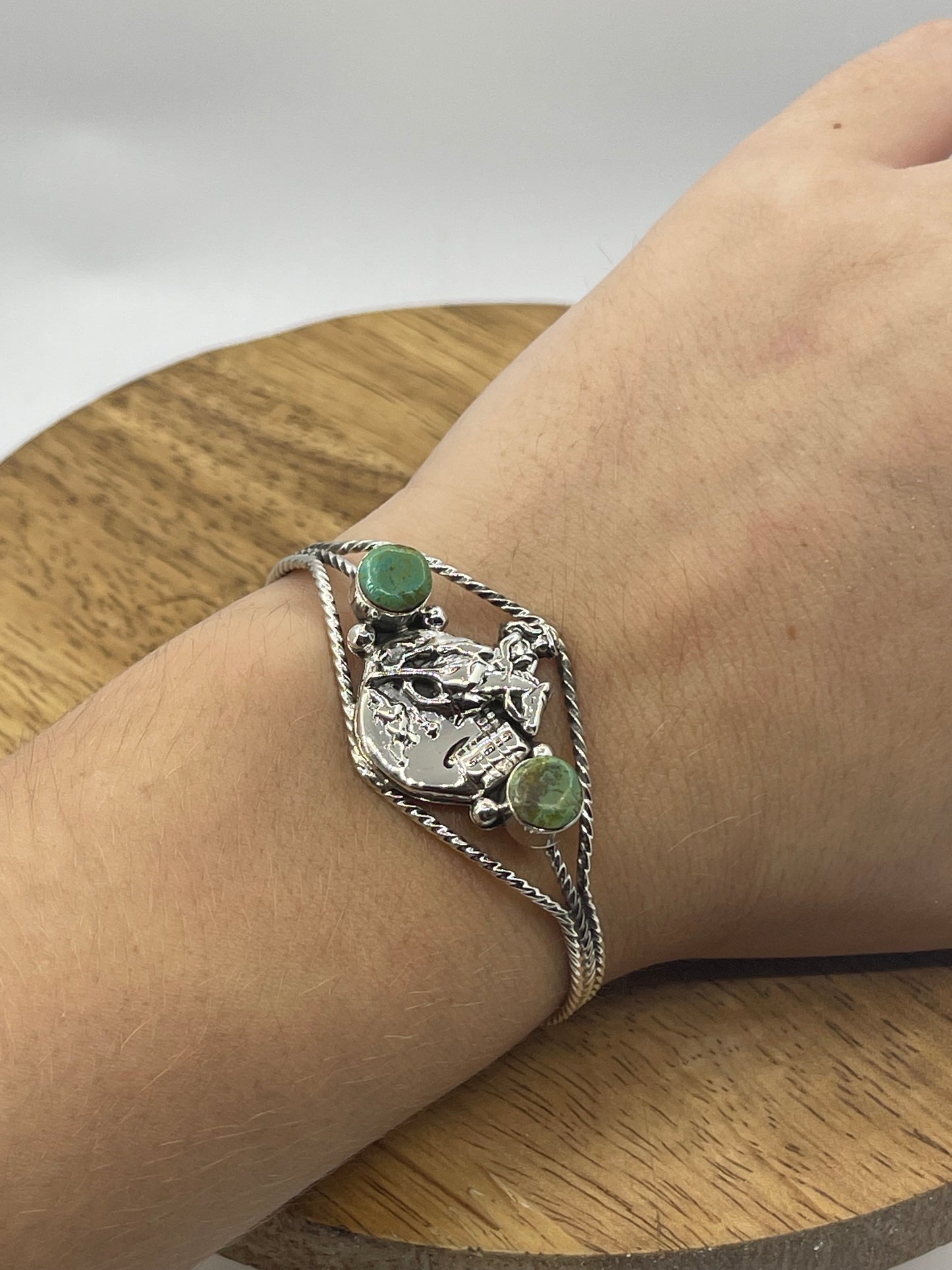 Green Barrel Racer Cuff by Marie Bahe, Navajo