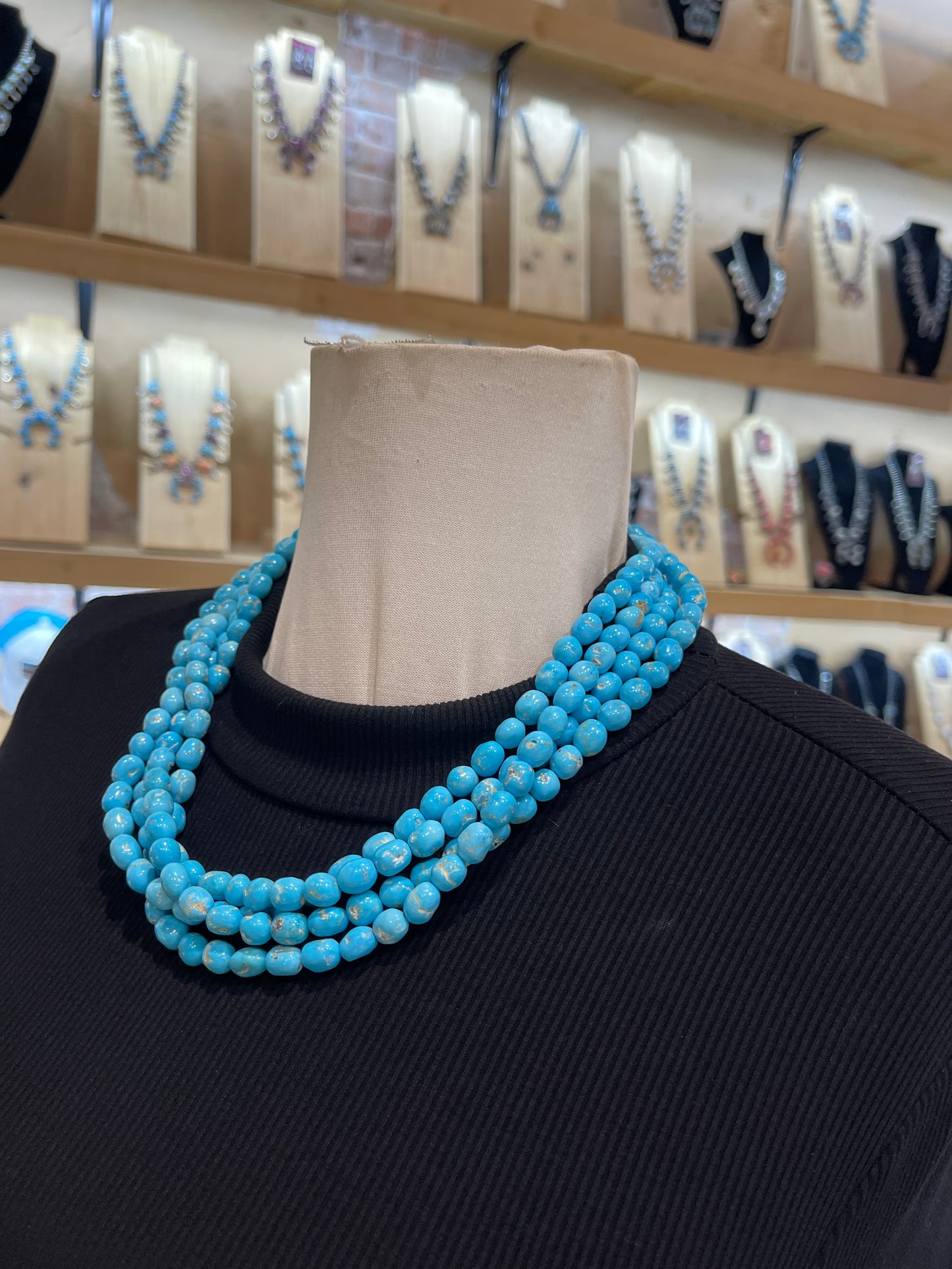 20" 4 Stand Natural Sleeping Beauty Nugget Necklace