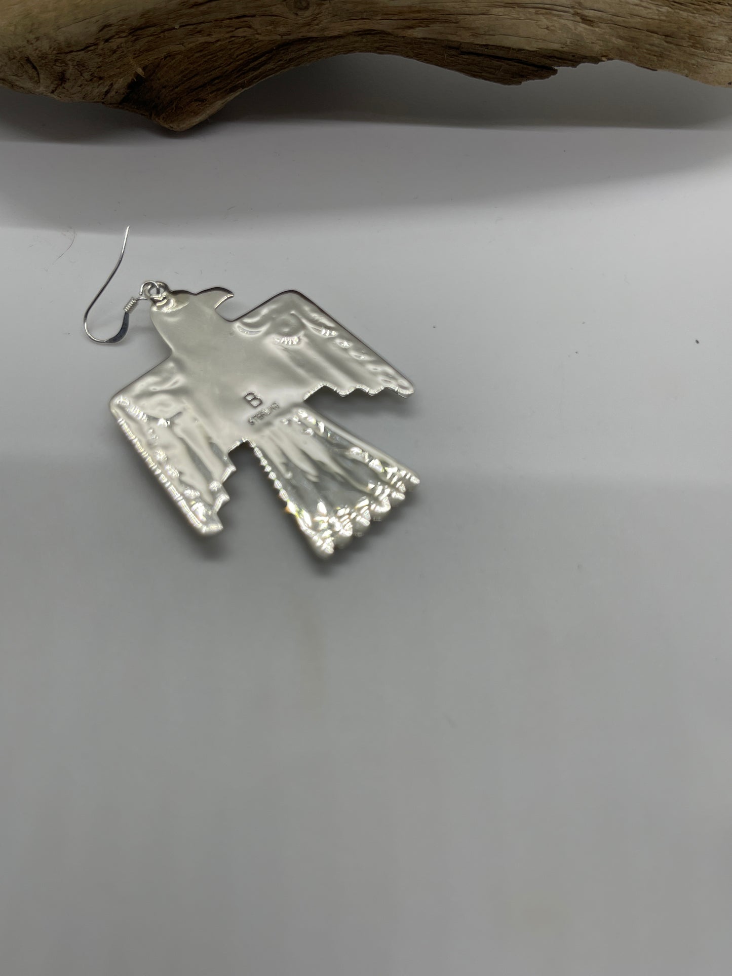 Orange Spiny and White Opal Thunderbird Dangle Earrings by Bobby Platero, Navajo