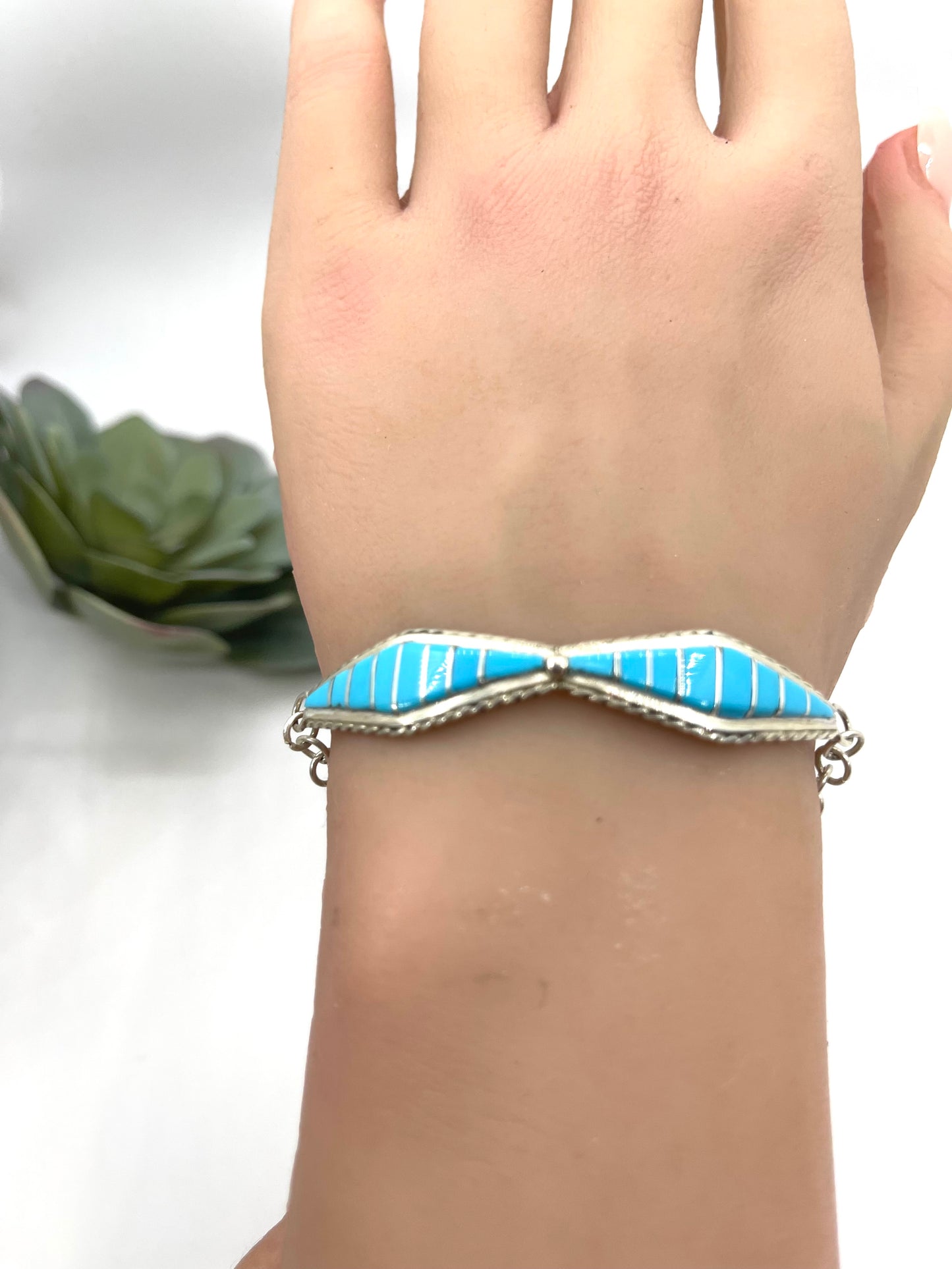 7" Zuni Inlay Turquoise Bracelet