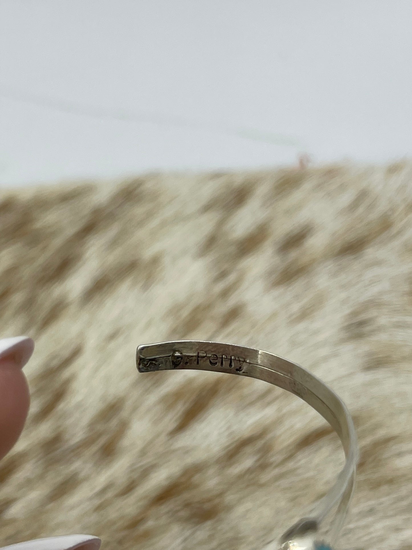 Kingman Turquoise Baby Bracelet by G.Perry, Navajo