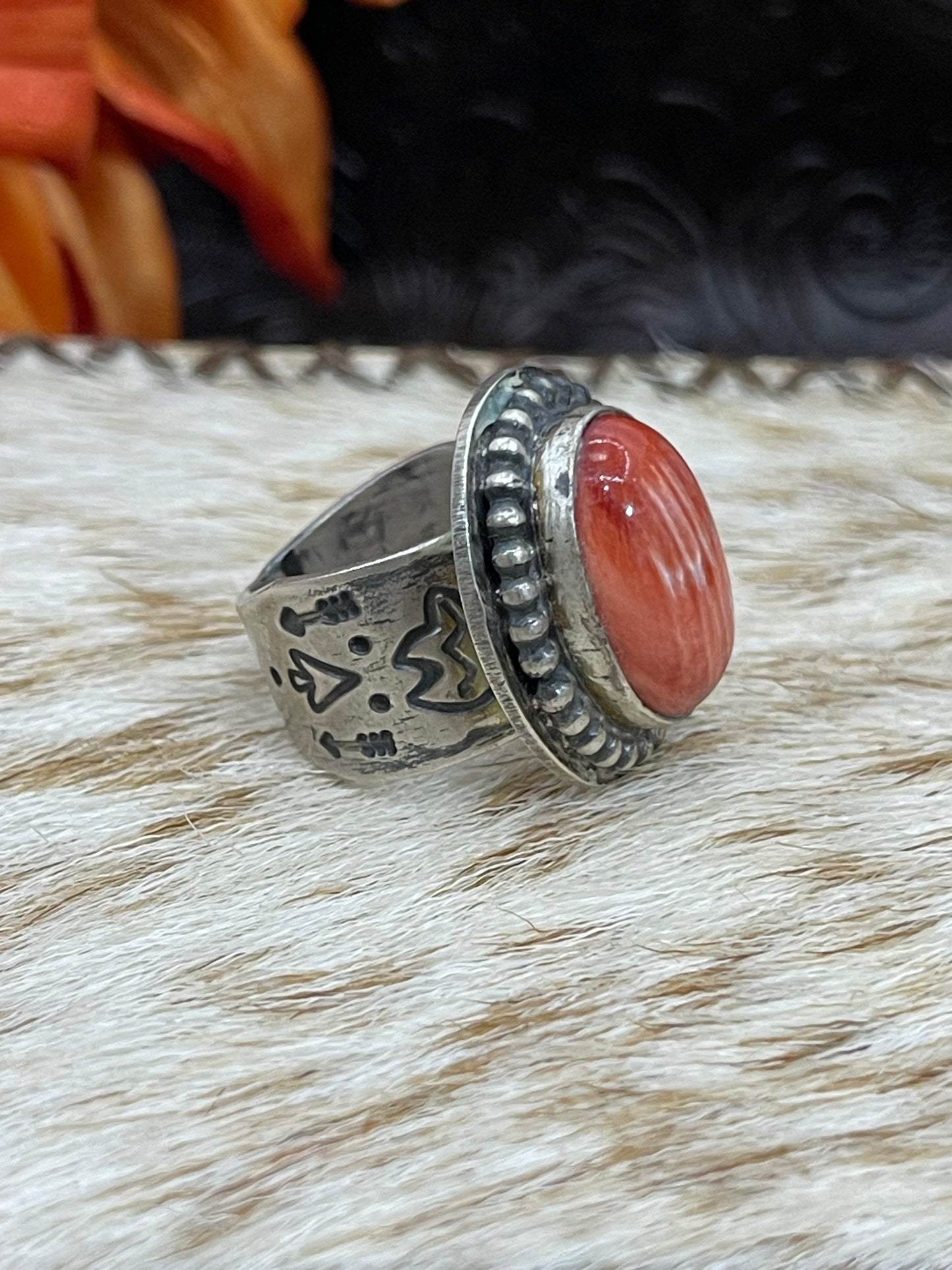 7.0 Orange Spiny Oyster Shell Ring