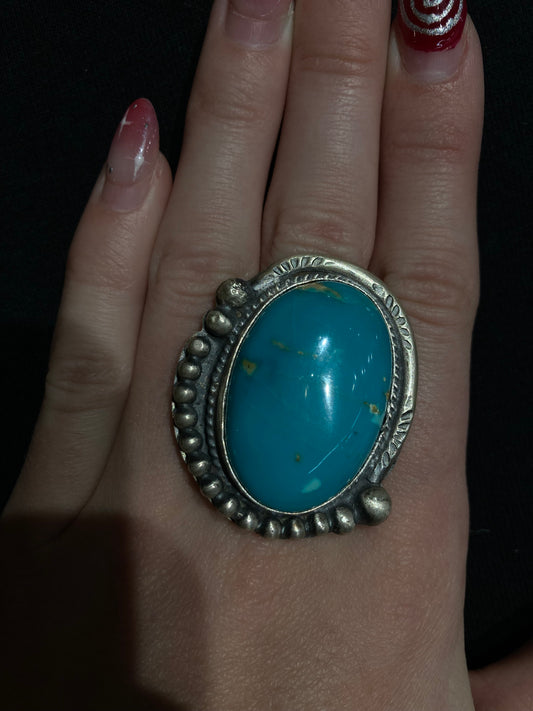 8.0 Sonoran Blue Turquoise Ring by Boyd Ashley, Navajo