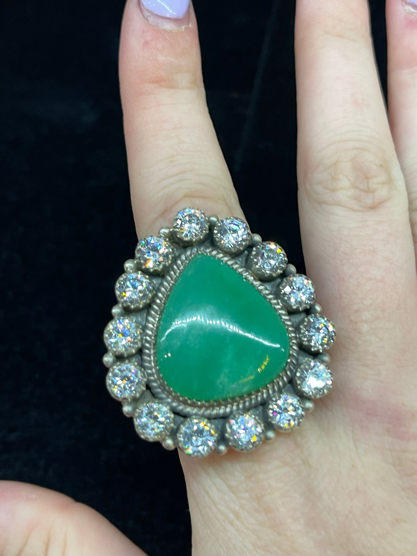 CZ and Jade Ring