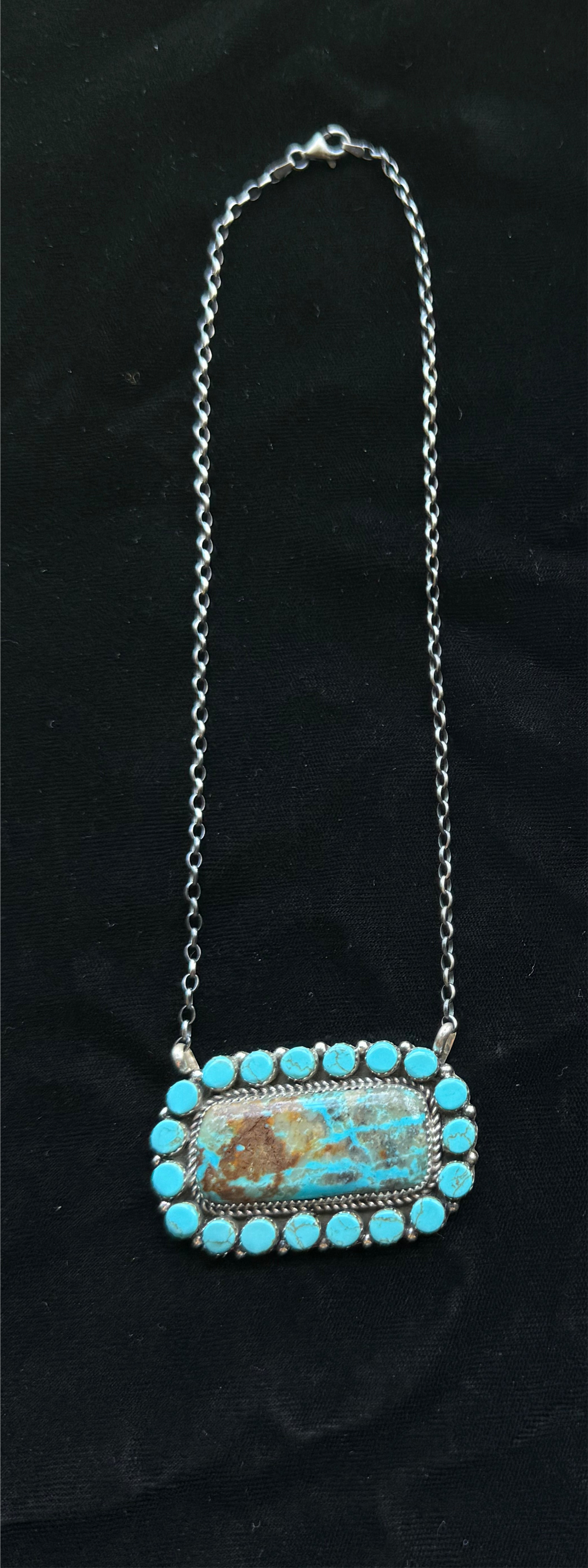 16" Kingman Cluster Rectangle Necklace by Larry Etsitty, Navajo