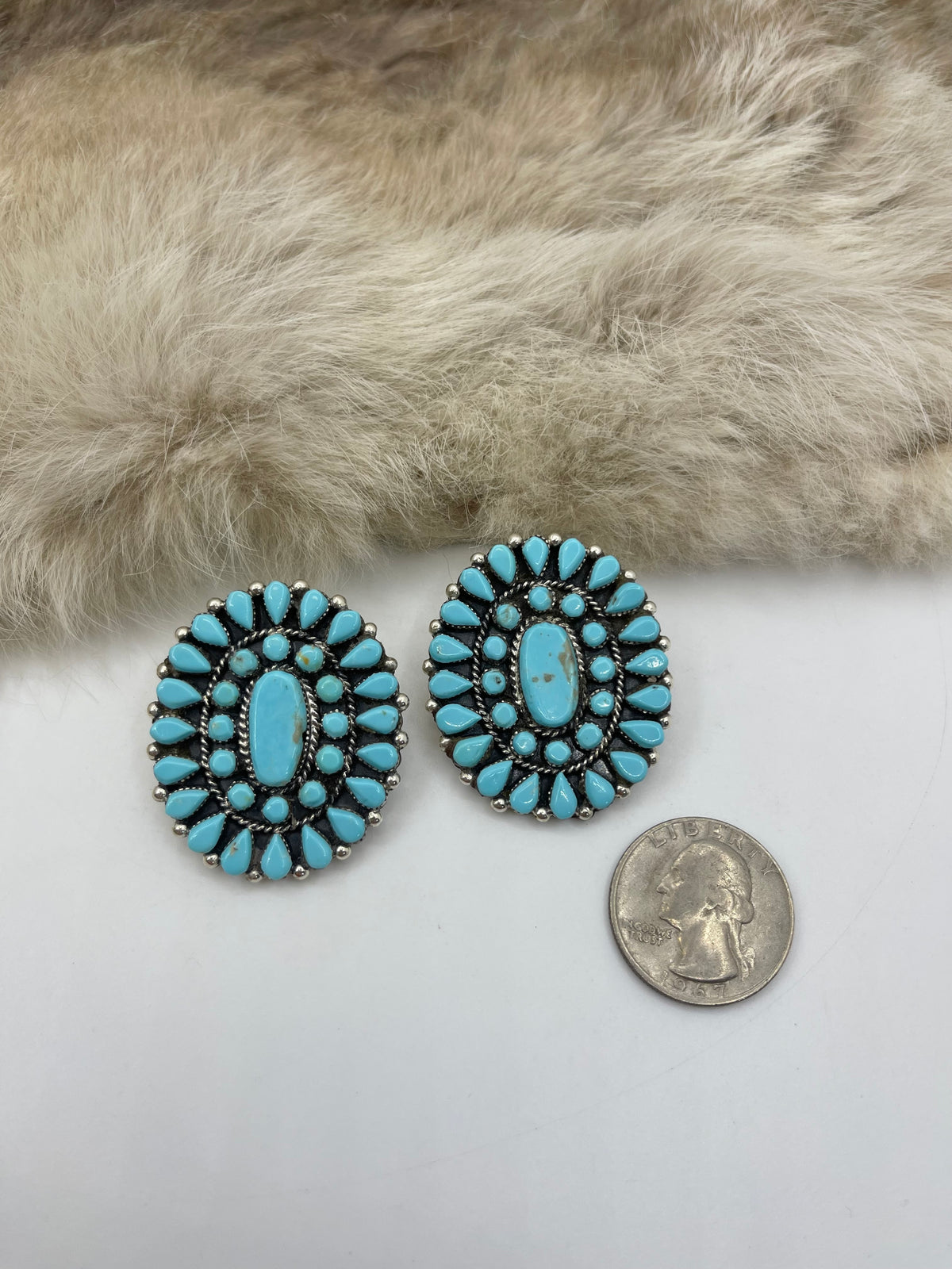 Turquoise Cluster Earrings by Gregg Paazho, Navajo