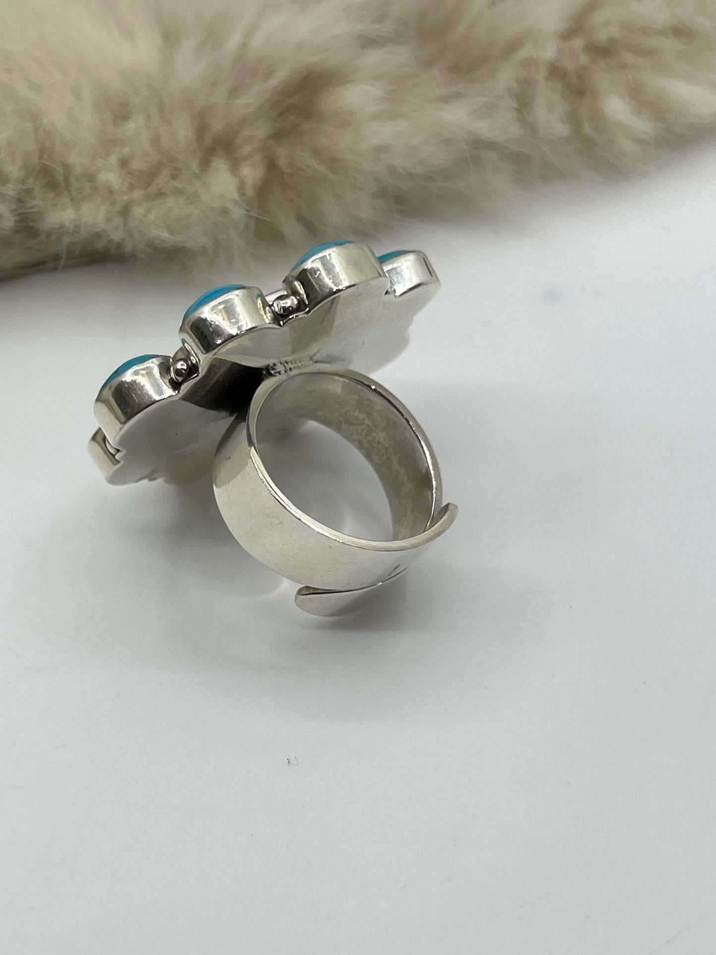 Adjustable 6.0-11.0 Turquoise Cluster Ring