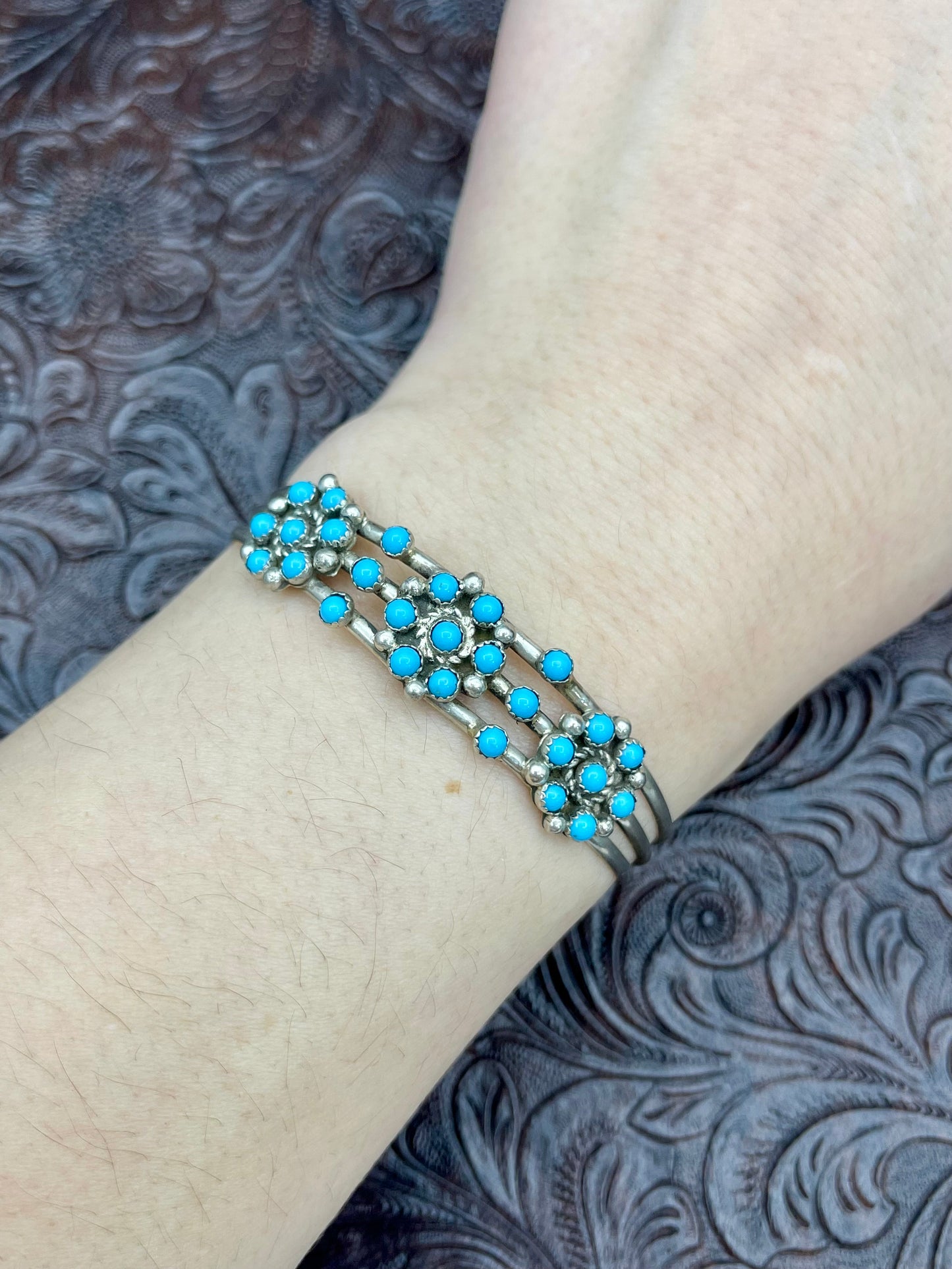 5.5" - 7" Zuni Flower Snake Eye Cuff