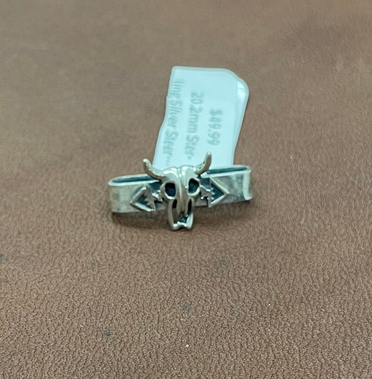 20.2mm Sterling Silver Steer Head Skull Watch Charm by David Lopez, Navajo