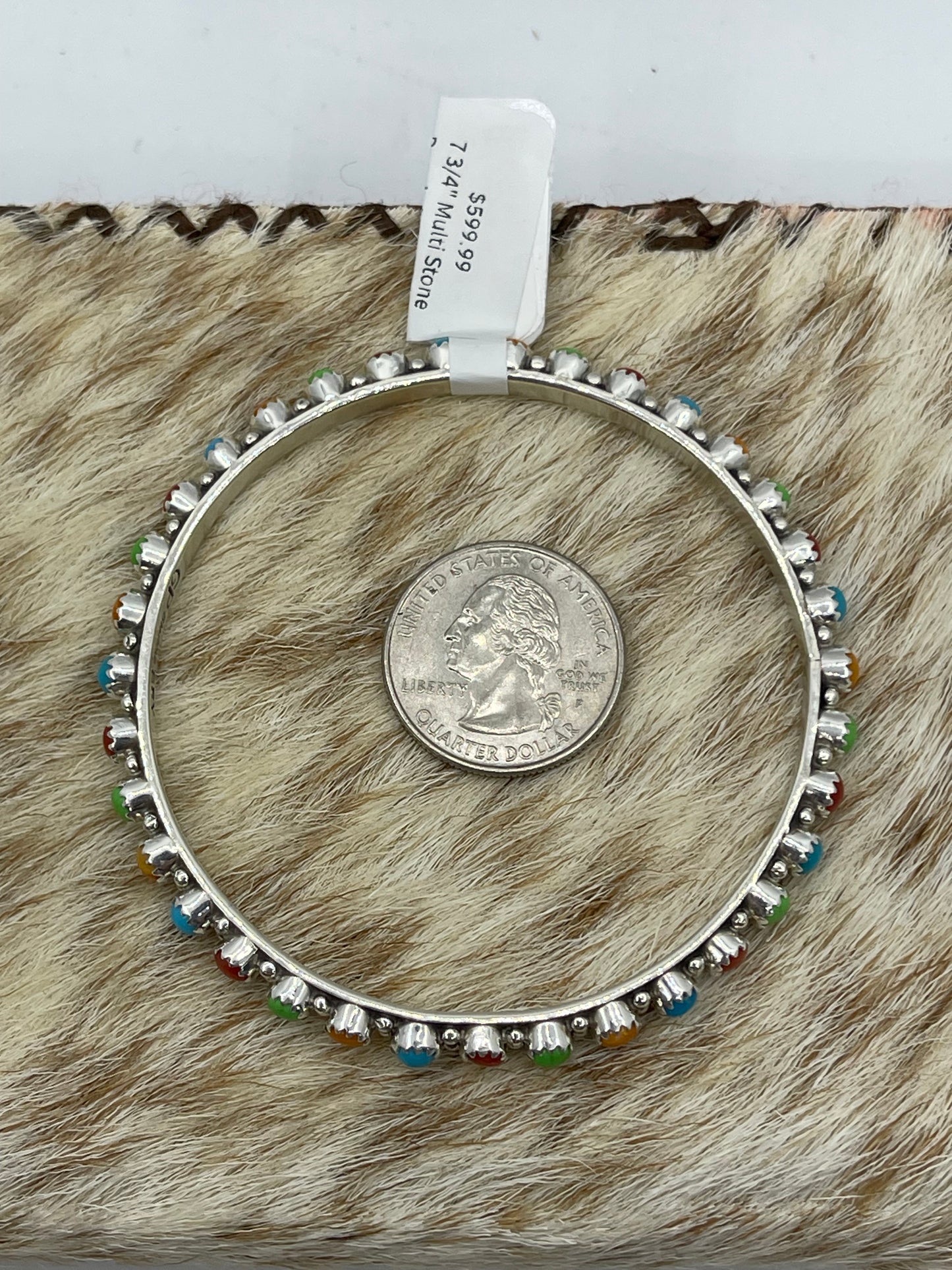 7 3/4" Multi Stone Bangle by Gaynell Parker and Shona Yazzie, Navajo