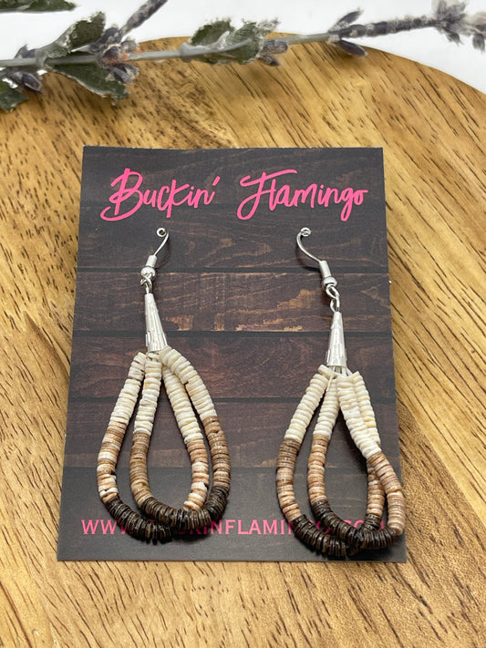 Ombre Melon Shell Teardrop Dangle Earrings by Ramona Calabaza, Santo Domingo