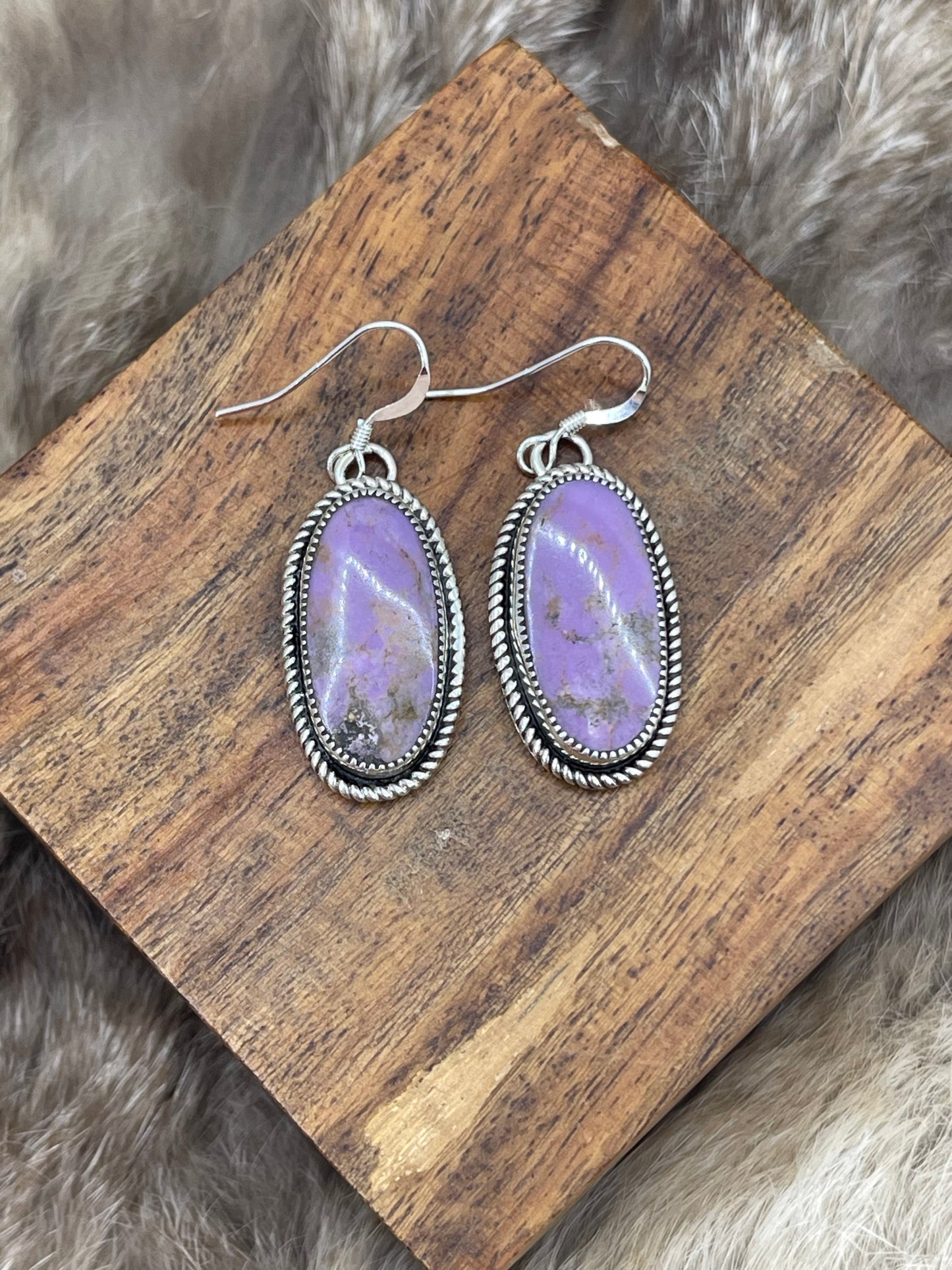 Purple Desert Phosphosiderite Earrings by Joelias Draper, Navajo