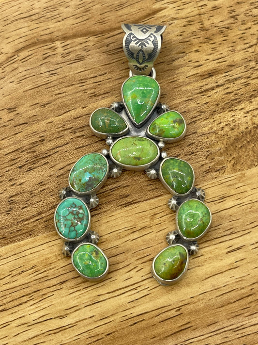 Green Turquoise Naja Pendant with a 10.4mm Bale