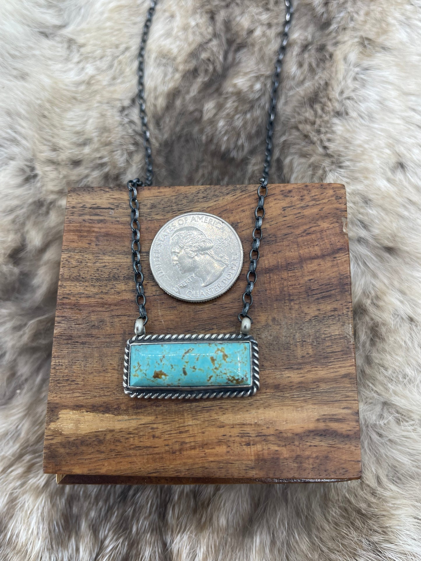 #8 Turquoise Bar Necklace by Johnny Dixon, Navajo
