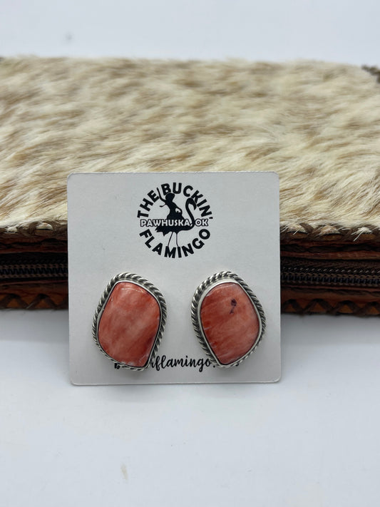 Spiny Oyster Earrings by Chassity Belone, Navajo