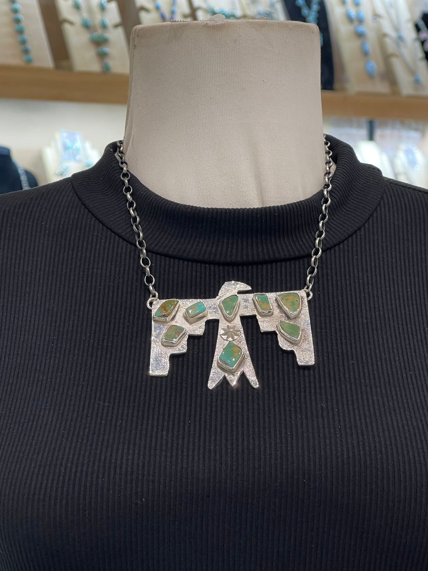 17" Thunderbird Necklace with Royston Turquoise