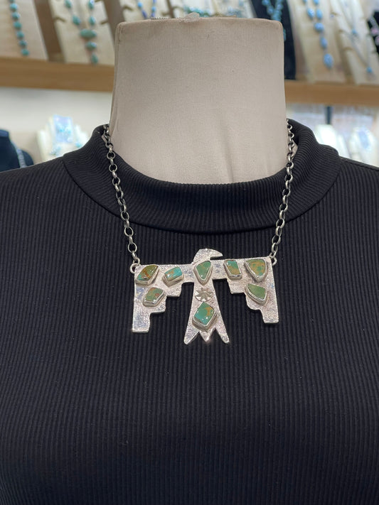 17" Thunderbird Necklace with Royston Turquoise