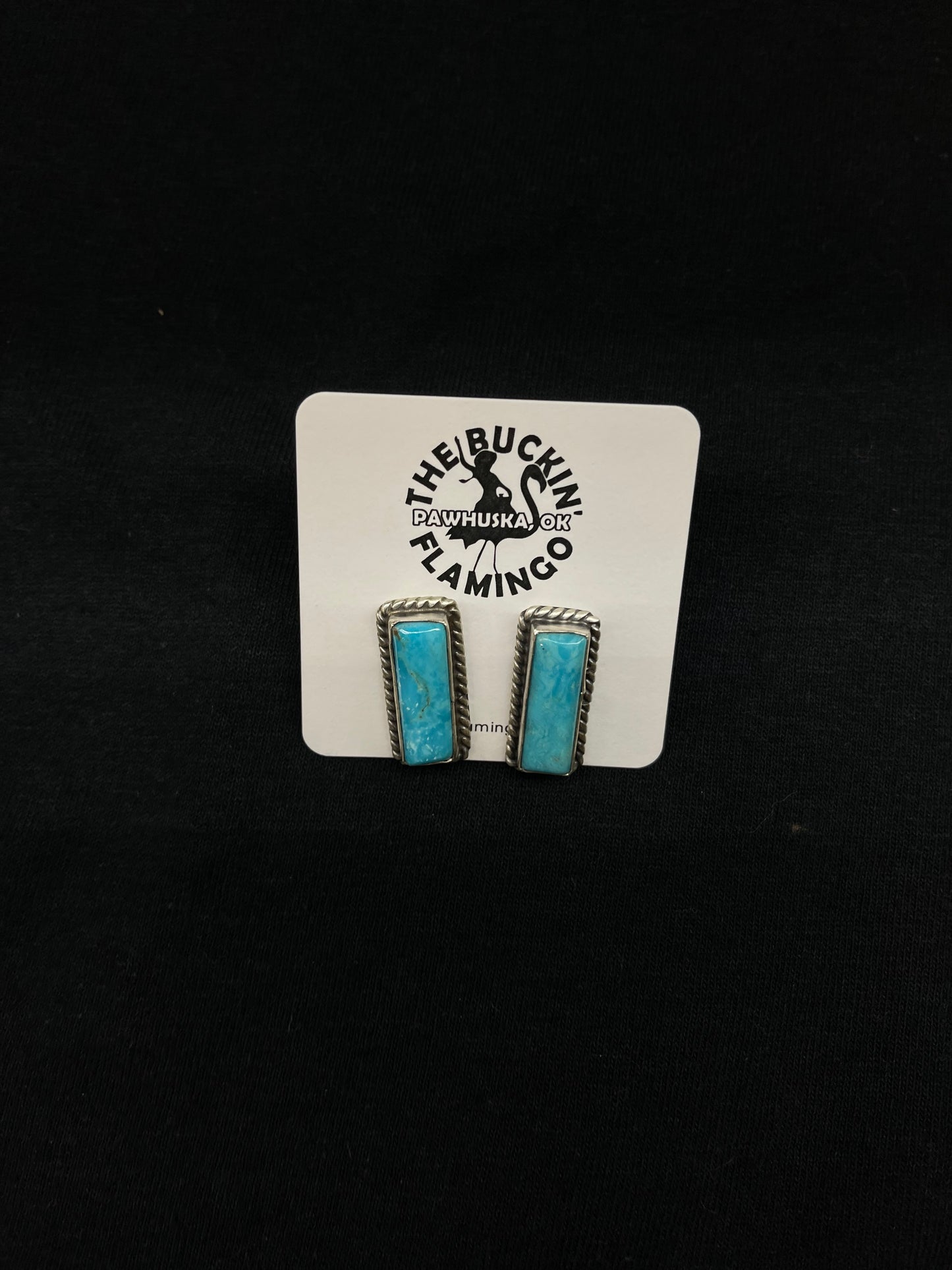 Turquoise Bar Post earrings by Judith Dixon, Navajo