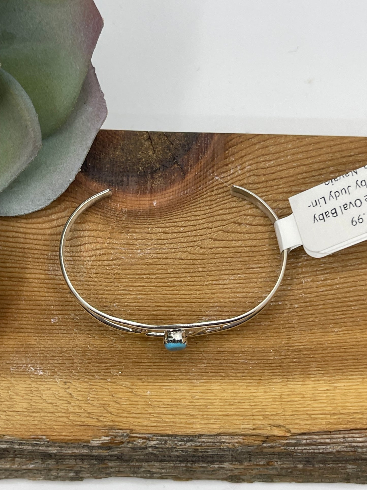 Turquoise Oval Baby Bracelet by Judy Lincoln, Navajo