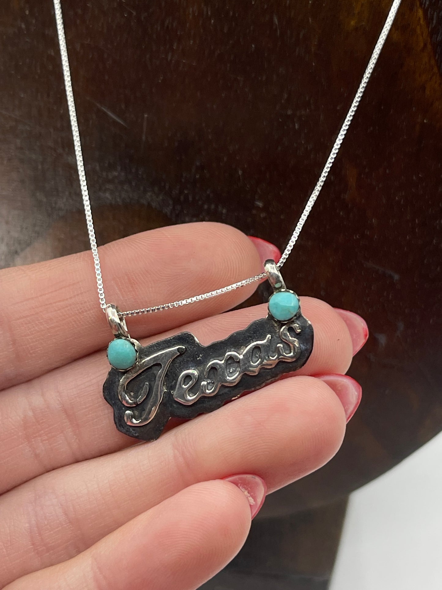 18" Turquoise "TEXAS" Necklace by Myra Benally, Navajo
