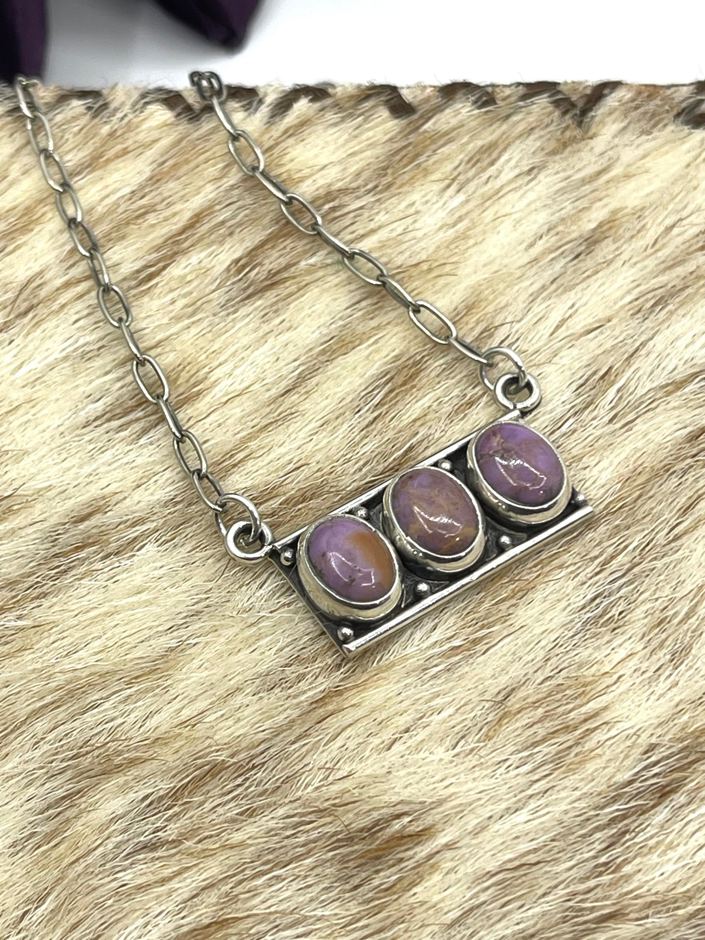 16" 3 Stone Purple Desert Necklace