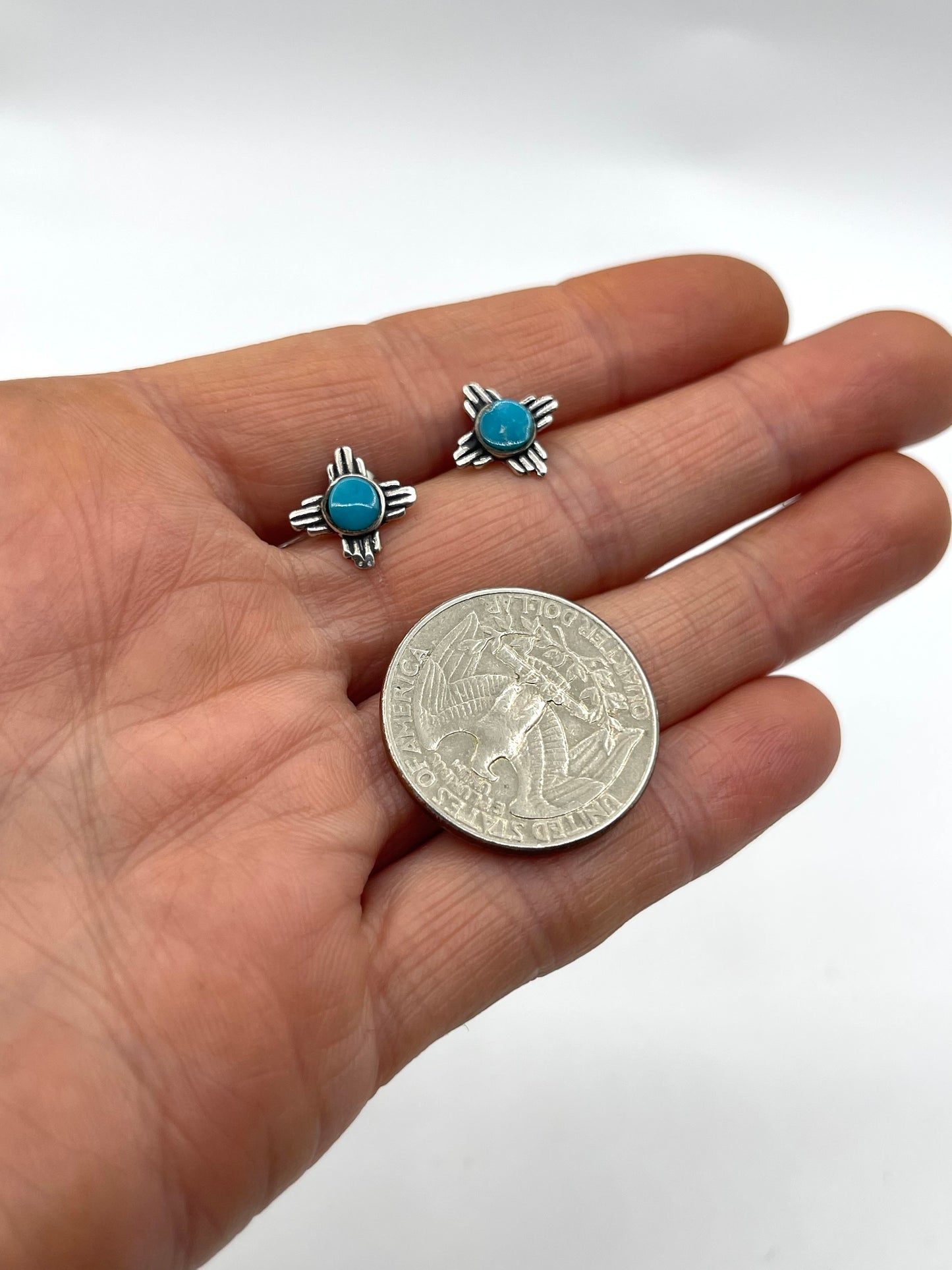 Turquoise - Zia Symbol Post 11 mm Earrings by Zia