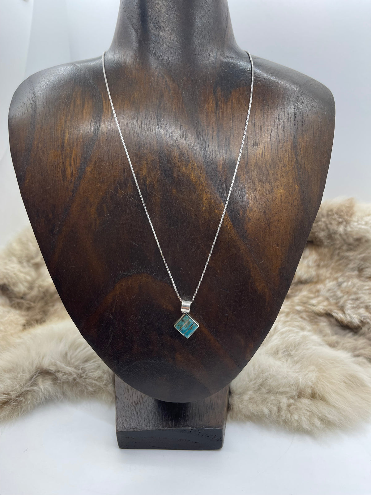 18" 5.9mm Bail Turquoise Inlay Earring & Necklace Set by Michelle Haloo, Zuni