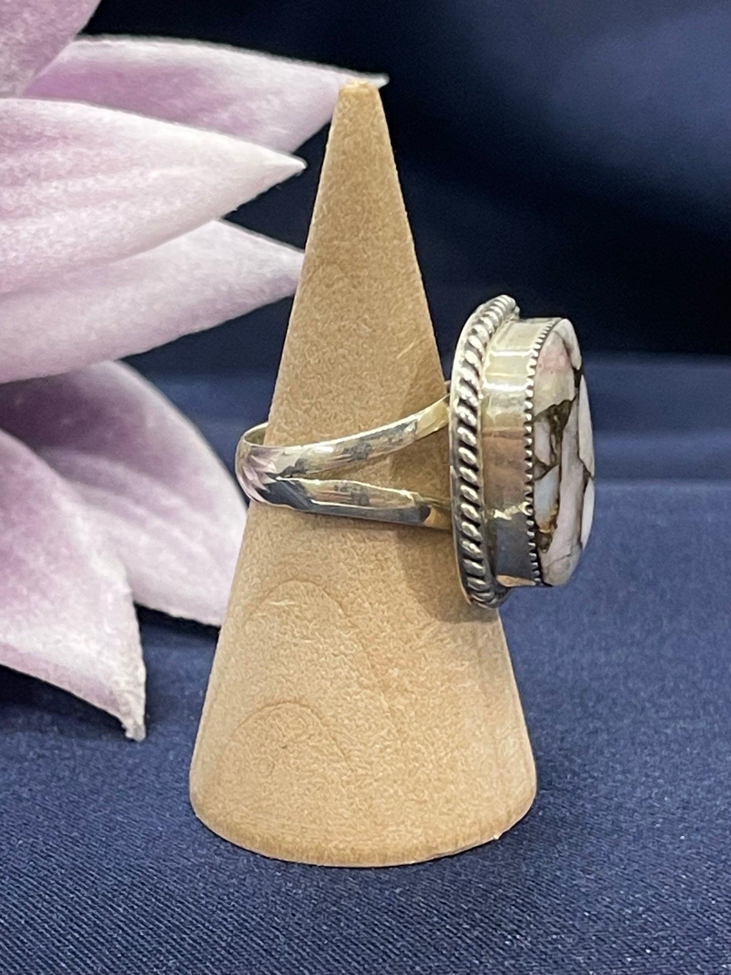 4.0 Mosaic Rhodochrosite Ring