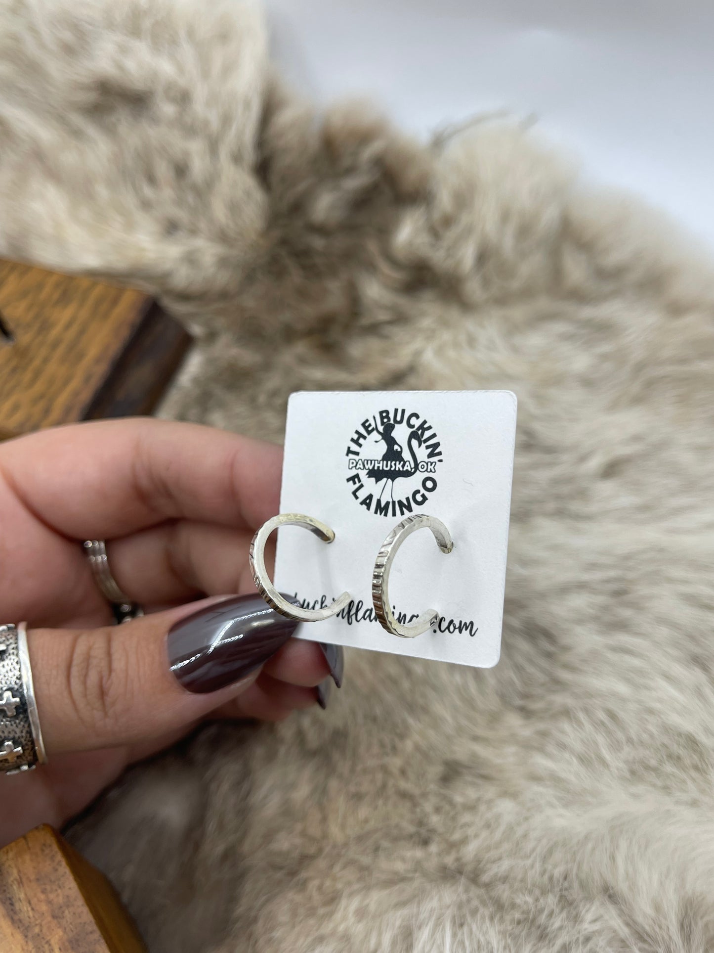 Flat Wire Small Hoop Earrings by Elaine Tahe, Navajo