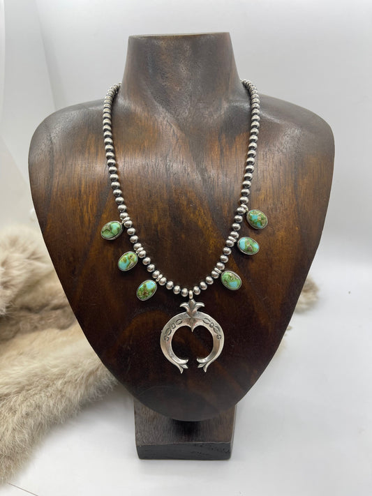 16" Dainty Squash Blossom with 5mm Beads By Letricia Largo, Navajo